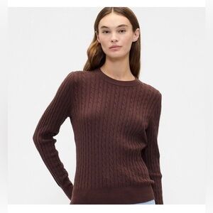 Ladies Sz L Gap Factory CashSoft Cable-Knit Crewneck Sweater - Chocolate Brown